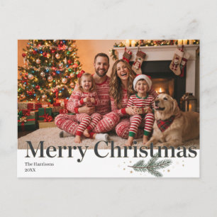 Cartão Postal De Festividades Design de Foto Minimalista com Texto Feliz Natal