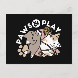Cartão Postal De Festividades Design de Gatos Fofos e Divertidos – Patas e Diver