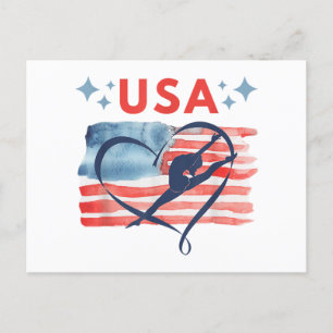 Cartão Postal De Festividades Design de ginástica Patriótica Americana