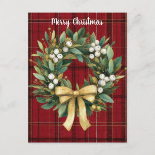 Cartão Postal De Festividades Design de Grinalda de Natal Elegante e Festiva Pos