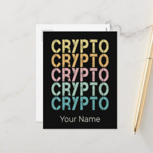 Cartão Postal De Festividades Design De Letra Retro De Criptomoeda