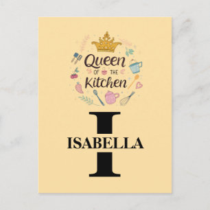 Cartão Postal De Festividades Design de Monograma com Nome da Rainha da Cozinha