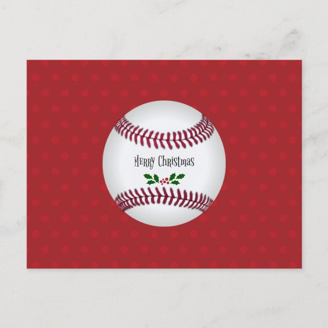 Cartão Postal De Festividades Design de Natal de Baseball, Feliz Natal (Frente)