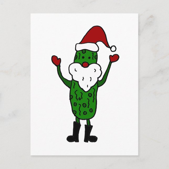 Cartão Postal De Festividades Design de Natal Engraçado Pickle Papai Noel (Frente)