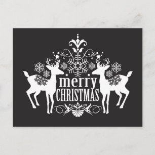 Cartão Postal De Festividades Design de Natal preto e branco