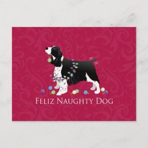 Cartão Postal De Festividades Design de Natal Springer Spaniel