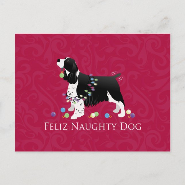 Cartão Postal De Festividades Design de Natal Springer Spaniel (Frente)