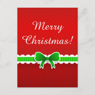Cartão Postal De Festividades Design De Natal Vermelho Brilhante Com Texto Perso