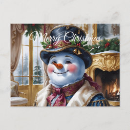 Cartão Postal De Festividades Design de Natal Vitoriano Snowman