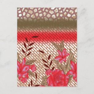 Cartão Postal De Festividades Design de tecido de intricato com padrões florais