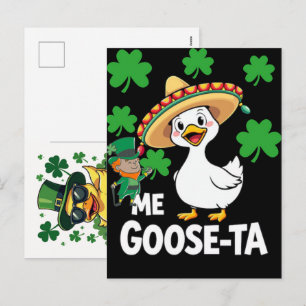 Cartão Postal De Festividades Design Divertido de Ganso Sortudo para o Dia de Sã