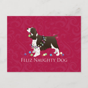 Cartão Postal De Festividades Design do Natal do Spaniel de Springer inglês