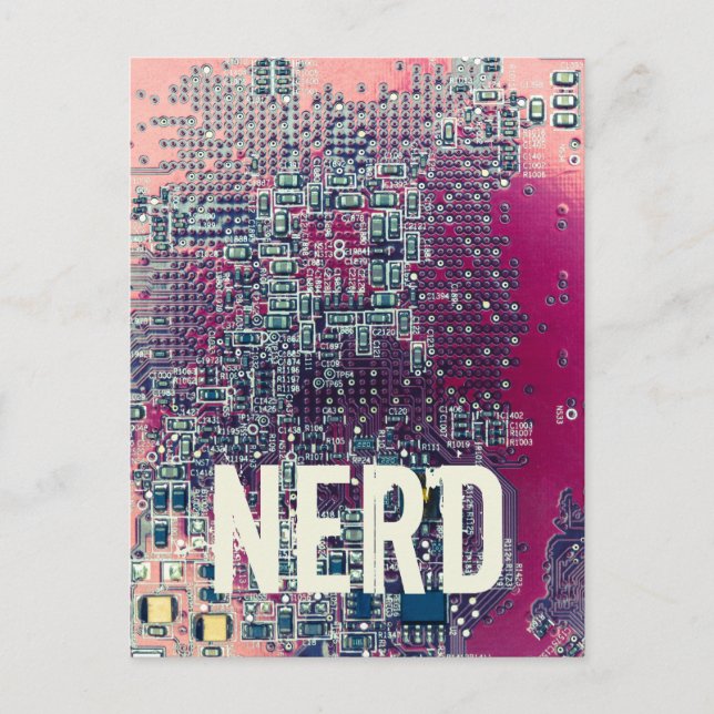 Cartão Postal De Festividades Design do nerd do circuito vermelho (Frente)