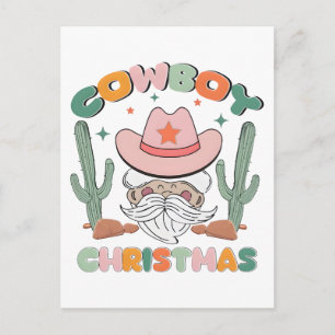 Cartão Postal De Festividades Design PNG de Rodeio de Natal Western do Papai Noe