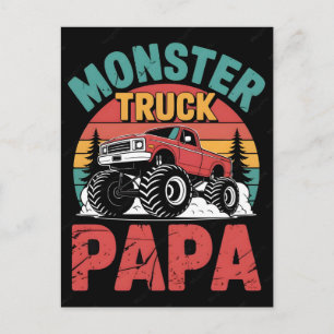 Cartão Postal De Festividades Design retrô de caminhão monstro para o papai no p