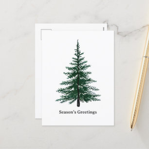 Cartão Postal De Festividades Design simples de árvore verde minimalista Desenha