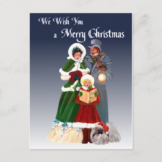 Cartão Postal De Festividades Designs de Natal em Pekingese (Frente)