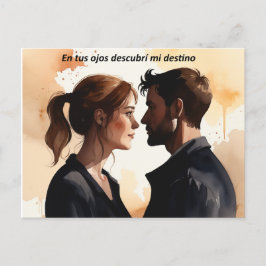 Cartão Postal De Festividades Destellos de Miradas: Ilustración en Acuarela que