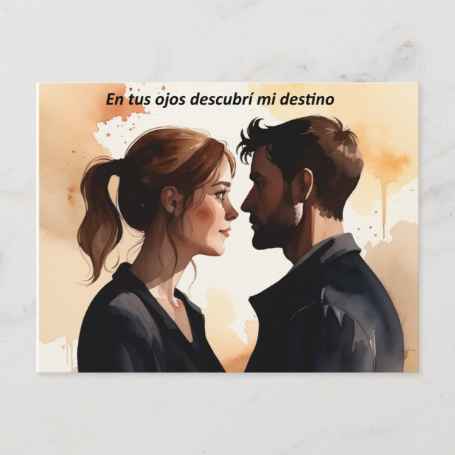 Cartão Postal De Festividades Destellos de Miradas: Ilustración en Acuarela que  (Frente)