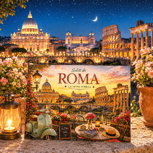 Cartão Postal De Festividades Destino Popular da Cidade Italiana Roma Antiga