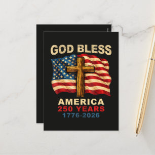 Cartão Postal De Festividades Deus Abençoe a América 250 Anos 1776-2026