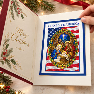 Cartão Postal De Festividades Deus Abençoe a América Natal Patriótico da Nativid