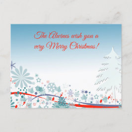 Cartão Postal De Festividades Deus abençoe Bela Árvore e Flores Blues Personaliz