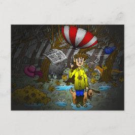 Cartão Postal De Festividades Dia chuvoso e ventoso