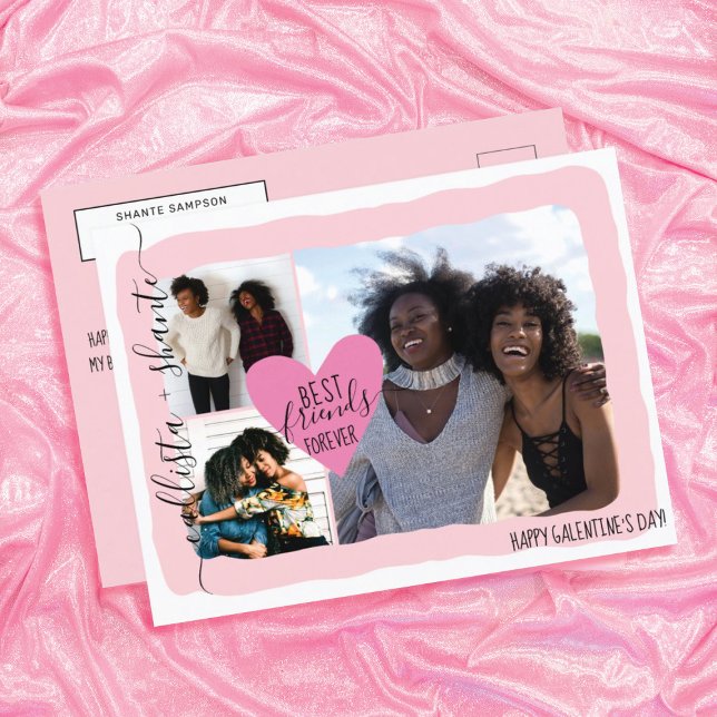 Cartão Postal De Festividades Dia da Galentina de Colagem de Fotos dos Melhores  (Criador carregado)