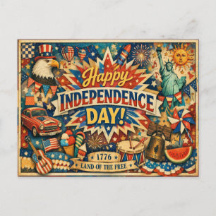 Cartão Postal De Festividades Dia da Independência Ecleticamente Americano