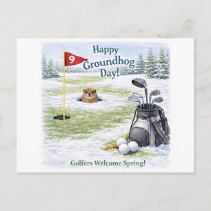 Cartão Postal De Festividades Dia da marmota para Golfista