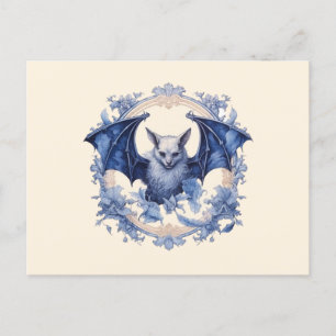 Cartão Postal De Festividades Dia das Bruxas de Bat Azul e Negro
