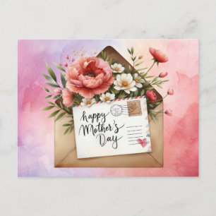 Cartão Postal De Festividades Dia das Mães com flores