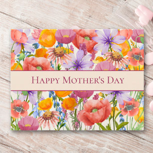 Cartão Postal De Festividades Dia das Mães para Mamãe Floral Moderno Vibrante