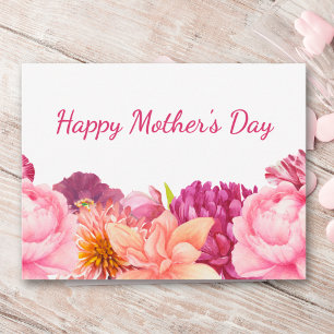 Cartão Postal De Festividades Dia das Mães Rosa Floral Elegante Moderno
