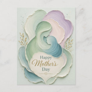 Cartão Postal De Festividades Dia das Mães Silhueta Mãe Filho Abraço