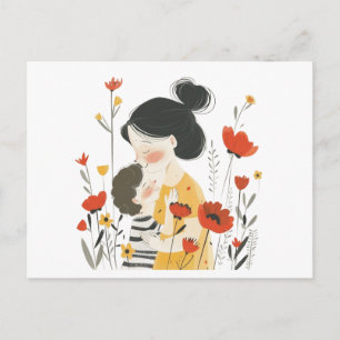 Cartão Postal De Festividades Dia das Mães Tema Japonês Asiático Presente do Fil