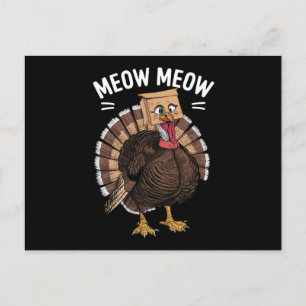 Cartão Postal De Festividades Dia de Ação de Graças Peru Engraçado Gato Miau Out