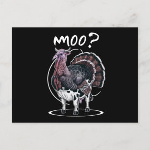 Cartão Postal De Festividades Dia de Ação de Graças Peru Vaca Moo Outono Engraça