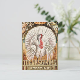 Cartão Postal De Festividades Dia de Ação de Graças Saudações à Turquia Branca e