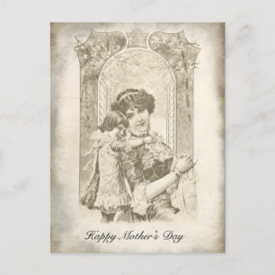 Cartão Postal De Festividades Dia de as mães Estilo Vintage Sepia