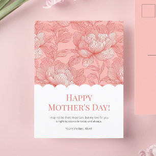 Cartão Postal De Festividades Dia de as mães Feliz, Cor-de-rosa, Frio-Floral, Es