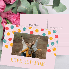 Cartão Postal De Festividades Dia de as mães personalizado de fotografia de balõ