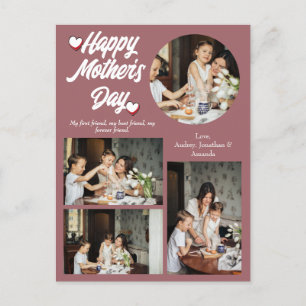 Cartão Postal De Festividades Dia de as mães personalizado, Quatro colagens de f