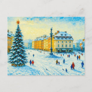 Cartão Postal De Festividades Dia de inverno em Varsóvia - pintura a óleo com Na