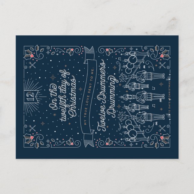 Cartão Postal De Festividades DIA DE NATAL DE DOZE / Cartão de Natal (Frente)