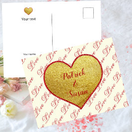 Cartão Postal De Festividades Dia de os namorados de Tipografia do Amor Dourado 