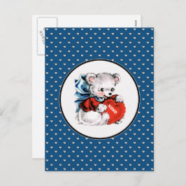 Cartão Postal De Festividades Dia de os namorados do Urso de Teddy Vintage