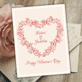 Cartão Postal De Festividades Dia de os namorados Elegante Floral Coração de Amo