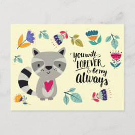 Cartão Postal De Festividades Dia de os namorados Funny Raccoon